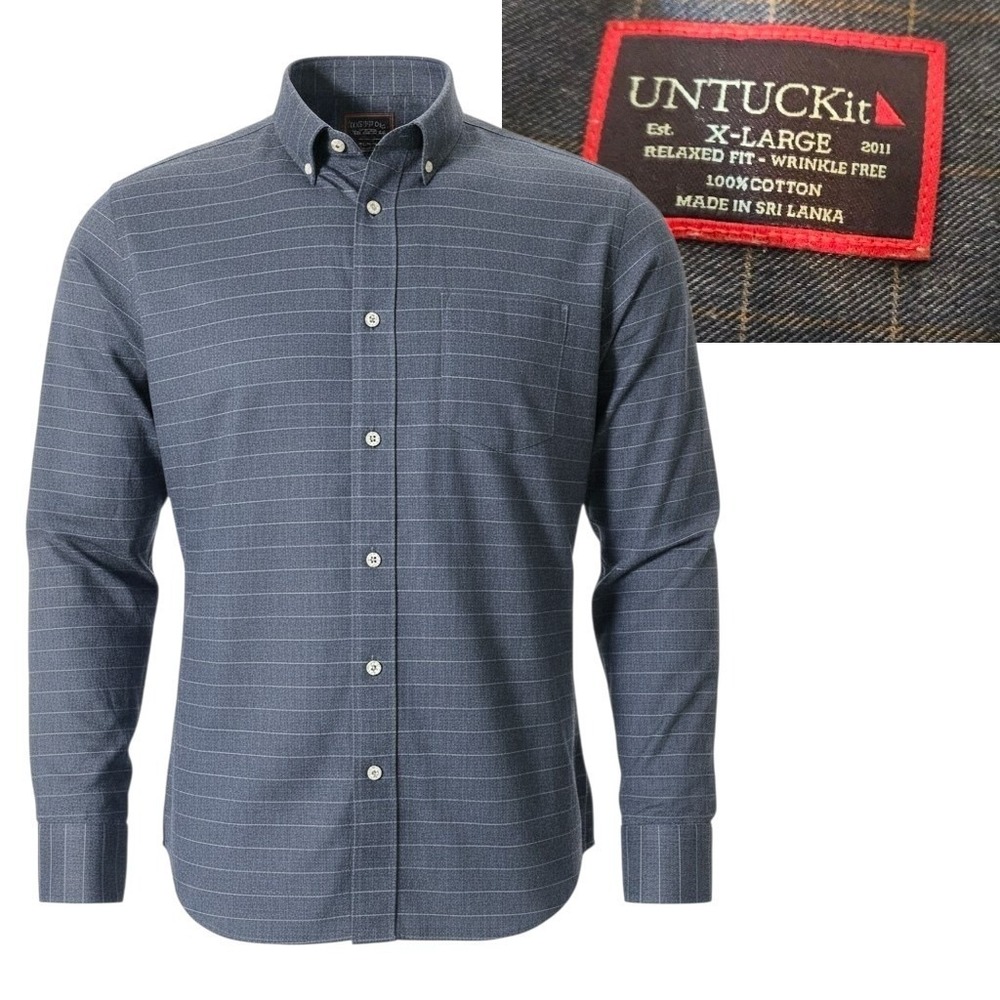 Untuckit Polo Mens XL Cotton Golf Black Shirt Stretch Performance